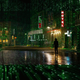 Neo walking around with matrix code